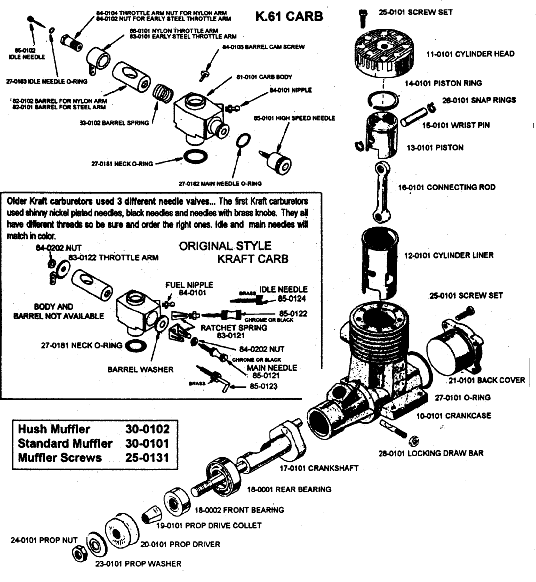 Exploded View of RJL K.61 engine